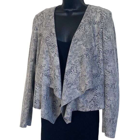 Blank NYC Faux Leather Snakeskin Print Waterfall Drape Open Jacket Sz S - Picture 8 of 16